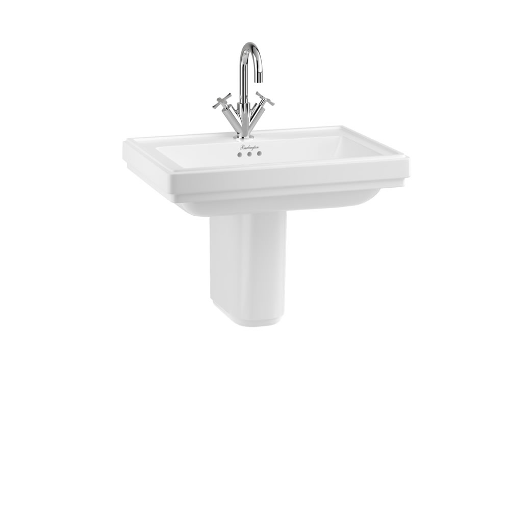 Riviera 65cm Square Basin 1TH & semi pedestal